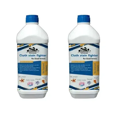 Uniwax 2 L(1 L x 2pcs) Cloth Stain Fighter to Remove Stain Like Coffee, Grease, Oil, Food, Turmeric, Color & Ink (Pack of 2)