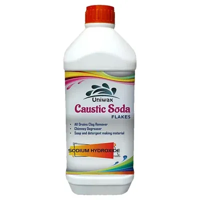Uniwax 1 kg Caustic Soda Flakes to Clear Clogged Drains, Sinks, Pipes Chimneys