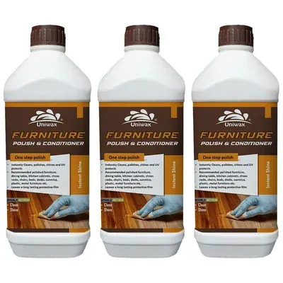 Uniwax 3 kg(1 kg x 3pcs) Furniture Polish & Conditioner for Dining Table, Kitchen Cabinet, Chairs, Beds, Desks (Pack of 3)