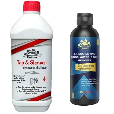 Uniwax 1 Litre Tap & Shower Cleaner and Shiner With 200 ml Limescale And Hard Water Stain Remover