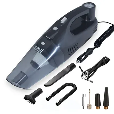 Shakti Technology 2 in 1 Handheld Car Vacuum Cleaner & Tyre Inflator 120 W, LED Light, 12 V & 150 PSI Pressure (Aeroclean)