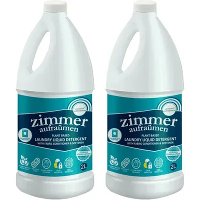 Zimmer Aufraumen (2 Litre x 2 Pcs) German Formulation Plant Based Laundry Liquid Detergent Fabric Conditioner & Softener