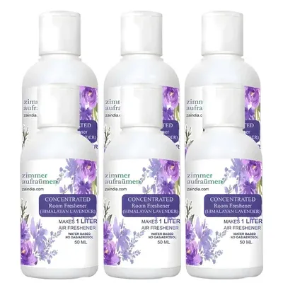 Zimmer Aufraumen (50 ml x 6pcs) Lavender Room Freshener Concentrated With 2 Spray Bottle (Makes 6 Litre) (Pack of 6)