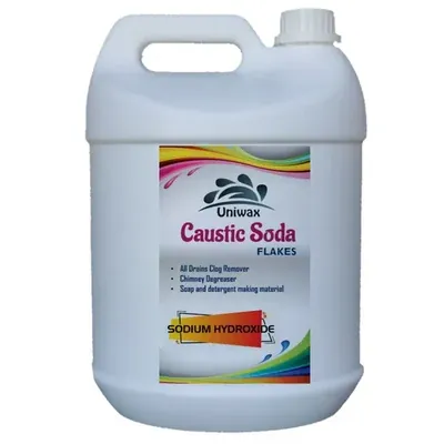 Uniwax 5 kg Caustic Soda Flakes to Clear Clogged Drains, Sinks, Pipes Chimneys