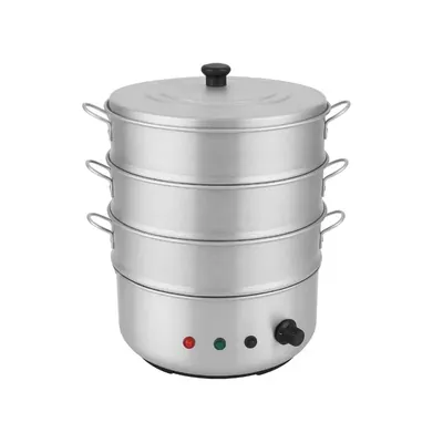 Electric Operated 13 Inch, 3 Tier Momo, Rice, Corn Steamer Without Tap For Commercial Use