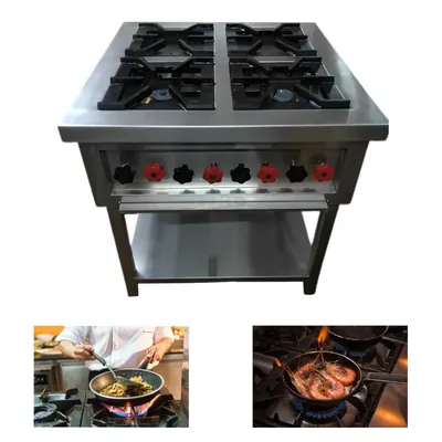 Commercial Stainless Steel 42 x 42 Inch Four Burner Gas Range
