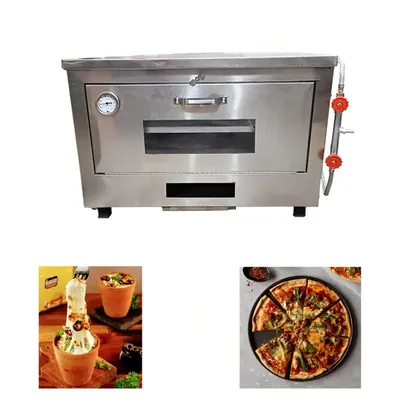 Heavy Duty 13 x 24 Inch Gas Operated Stone Base Pizza Oven, 6 Pizza