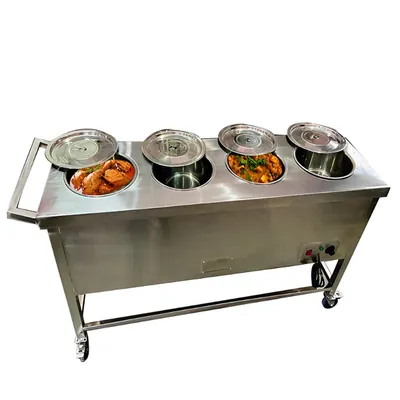 Heavy Duty 4 Pot Electric Bain Marie 5 kW, SS Body, 80 Litre Capacity