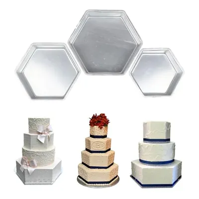 Pack of 3 Hexagon Shape Aluminium Cake Mould for 0.5 kg to 1 kg Cakes