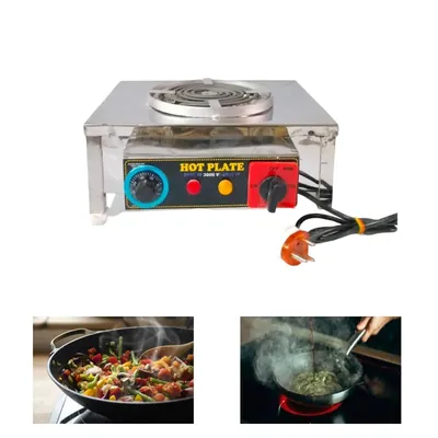 Commercial 2 kW Single Coil 19 x 17 Inch Stainless Steel Hot Plate