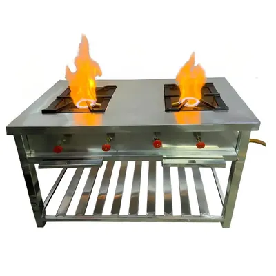 Commercial Stainless Steel 44 x 20 Inch Double Burner Range
