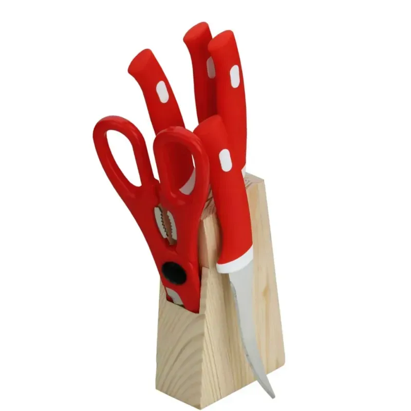 Blaze Stainless Steel Scissor & Knife Set with Wooden Stand
