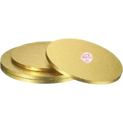 Rinkle Trendz Set of 4 Round Golden 10 Inch x 12 mm Cake Base Board for Cake Decorating and Base Support