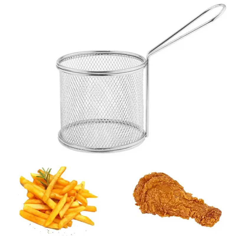 Mini Frying Serving Basket, SS Body, 8 x 8 cm inches, Stainless Steel