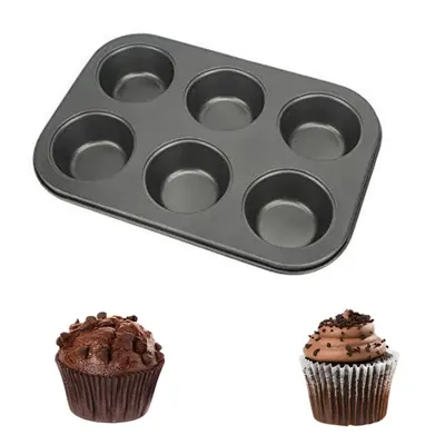 Pack of 2 Non-Stick 6 Slot Cup Cake Baking Mold