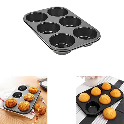 Set of 5 Non Stick Reusable Cupcake Baking Slot Tray for 6 Muffin Cup