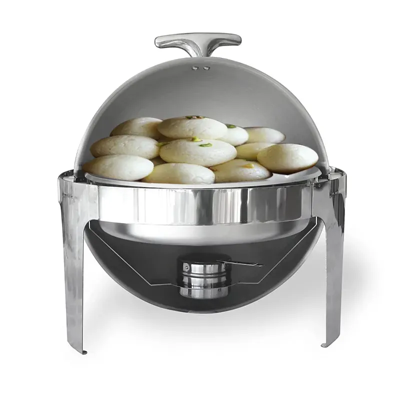 Malabar Round Food Warmer With Fuel Holders and Steel Lid, 6 Litre Capacity