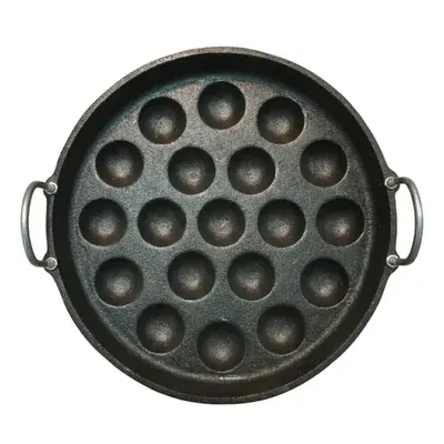aarogyam 13 Inch 19 Pits Cast Iron Paniyaram Appam Cooking Pan Seasoned Rough Finish
