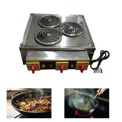 Commercial Stainless Steel Electric Hot Plate with 3 Heating Coils of 2000 W