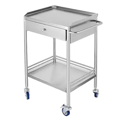 Stainless Steel Utility Cart with 2 Shelves 1 Drawer with Wheels Kitchen Cart Utility Services