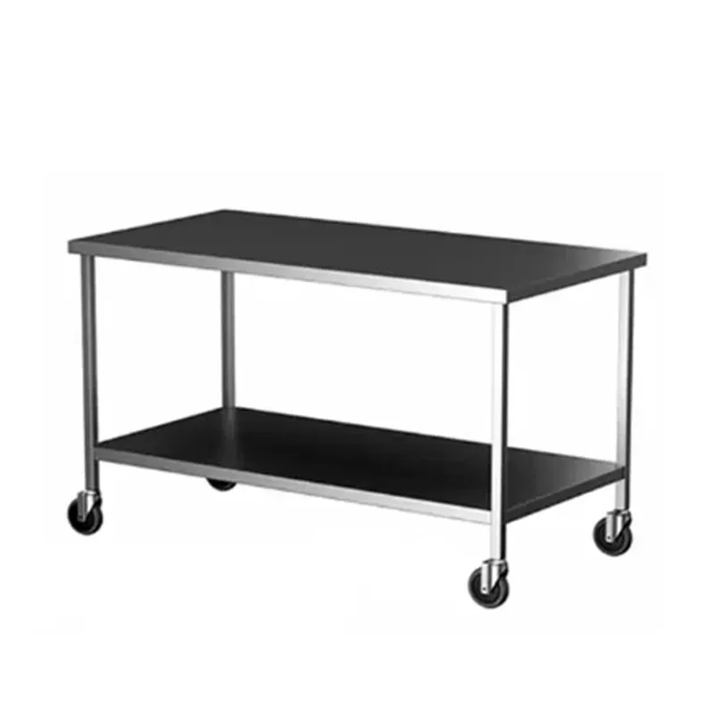 SS 60 x 24 x 34 Inch Work Table With Under Shelf and Wheels For Kitchens, Hospitals, Bakeries