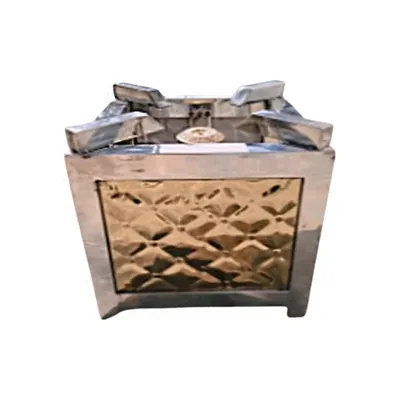 Gold Plated Stainless Steel 22 x 22 x 14 Inch Leak Proof Gas Operated Single Burner With Pipe Fitted