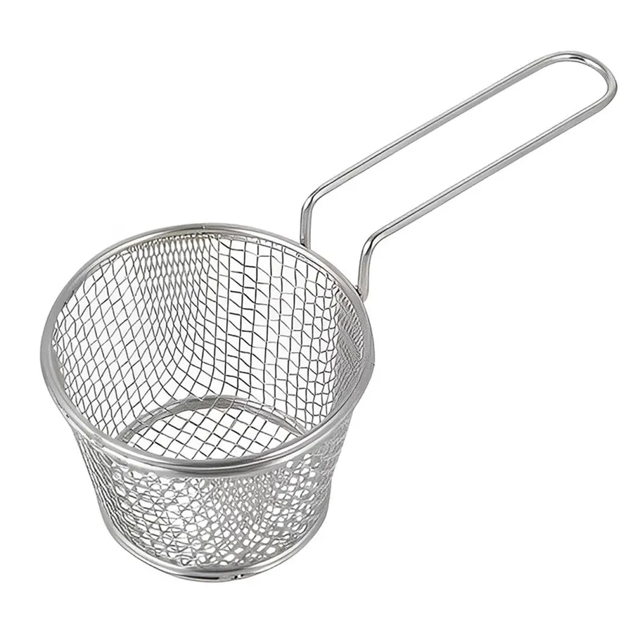 Mini Serving Tapered Basket Weaving Mesh Round Stainless Steel, 9 x 9 cm