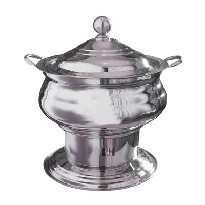 Malabar Stainless Steel Round Chafing Dish with Lid, 7.5 Litre Capacity