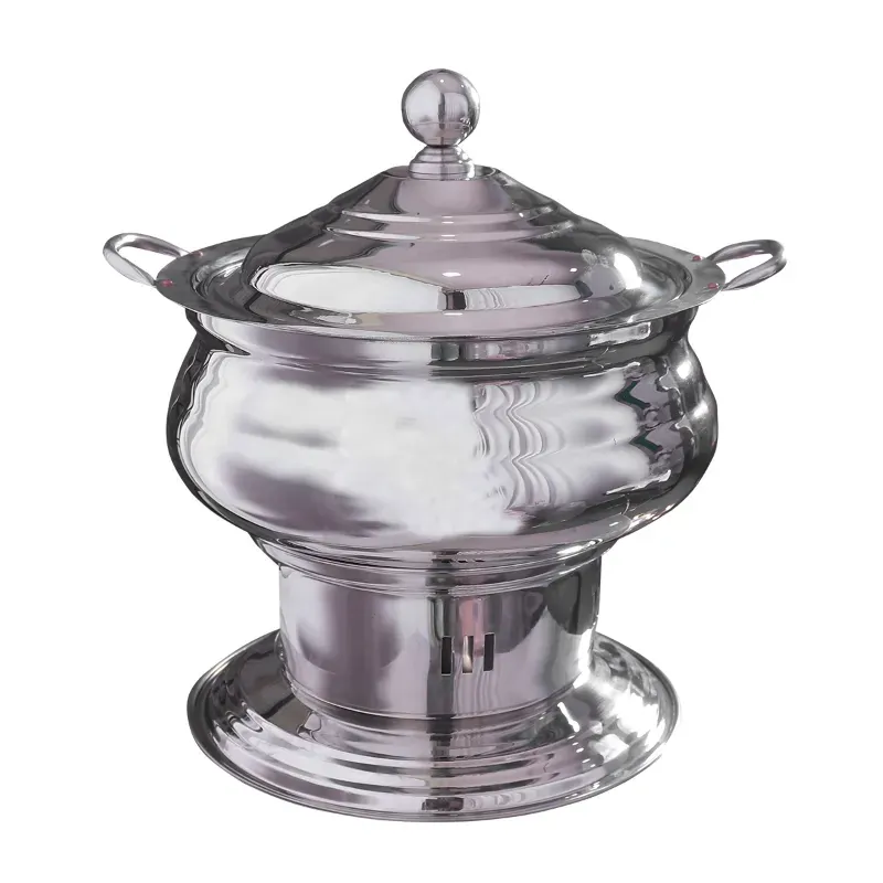 Malabar Stainless Steel Round Chafing Dish with Lid, 7.5 Litre Capacity