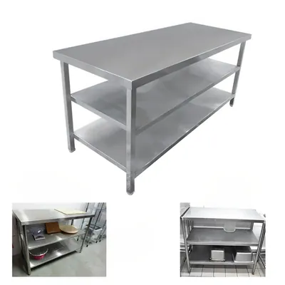 24 x 48 x 34 Inch Stainless Steel 3 Shelf Working Table