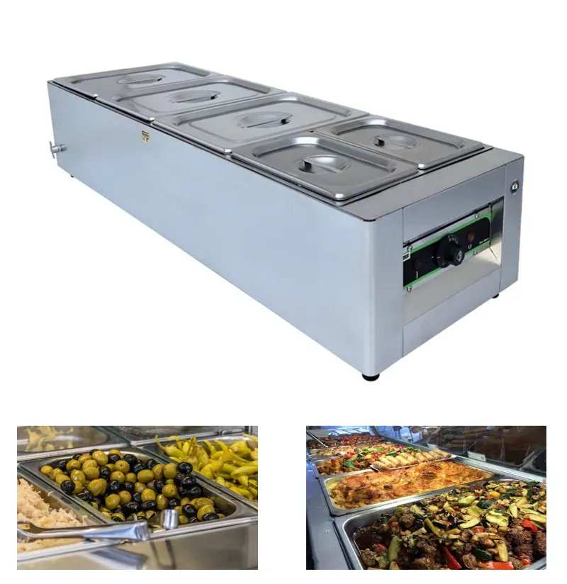 ADORMA BM 32, 3 x 8 and 2 x 4 Litre 5 Pot Electric Bain Marie, 1200 W (32 L) For Buffet Purpose