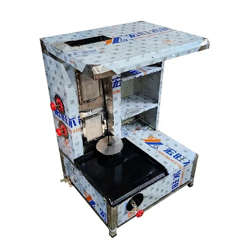 Heavy Duty 2+1 Burner Almirah Type Shawarma Machine with 24 x 24 Inch Hot Plate