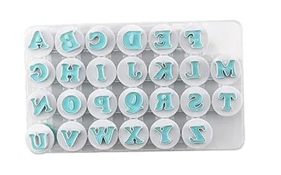 RINKLE TRENDZ 26 Pcs Push Easy Alphabet (Uppercase) Fondant, SugarPaste, Cookie Cutter (Pack of 26)
