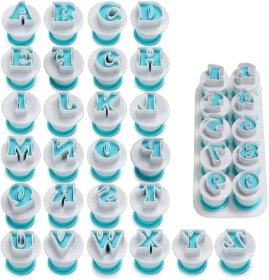 RINKLE TRENDZ Alphanumerical (Uppercase) Push Easy Fondant, Cookie Cutter (Pack of 36)