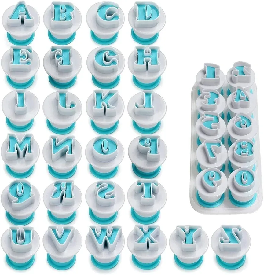 RINKLE TRENDZ Alphanumerical (Uppercase) Push Easy Fondant, Cookie Cutter (Pack of 36)