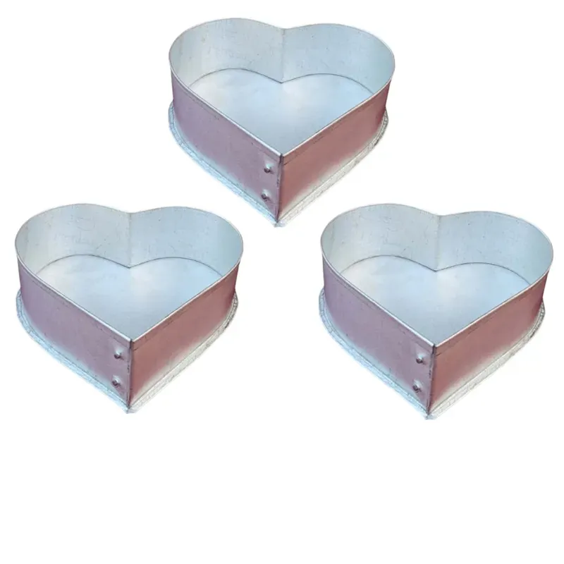 High Efficiency (Pack of 3) Aluminum 5, 7 and 8 Inch Heart Shape Cake Mould With 600, 800, and 900 gram Capacity