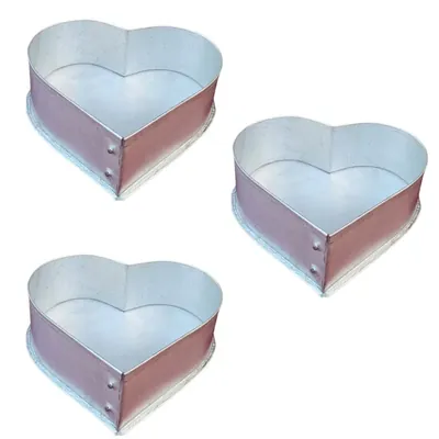 High Capacity Aluminum 7, 8 and 10 Inch Heart Shape Cake Mould (Pack of 3) With 800 g, 900 g and 1.1 kg Capacity