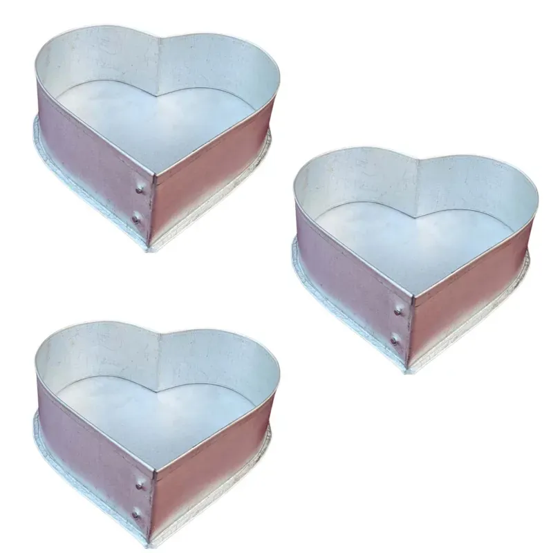 High Capacity Aluminum 7, 8 and 10 Inch Heart Shape Cake Mould (Pack of 3) With 800 g, 900 g and 1.1 kg Capacity