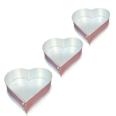 Heavy Duty (Pack of 3) Aluminum 5, 8 and 10 Inch Heart Shape Cake Mould With 600 g, 900 g, and 1.1 kg Capacity
