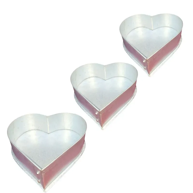 Heavy Duty (Pack of 3) Aluminum 5, 8 and 10 Inch Heart Shape Cake Mould With 600 g, 900 g, and 1.1 kg Capacity