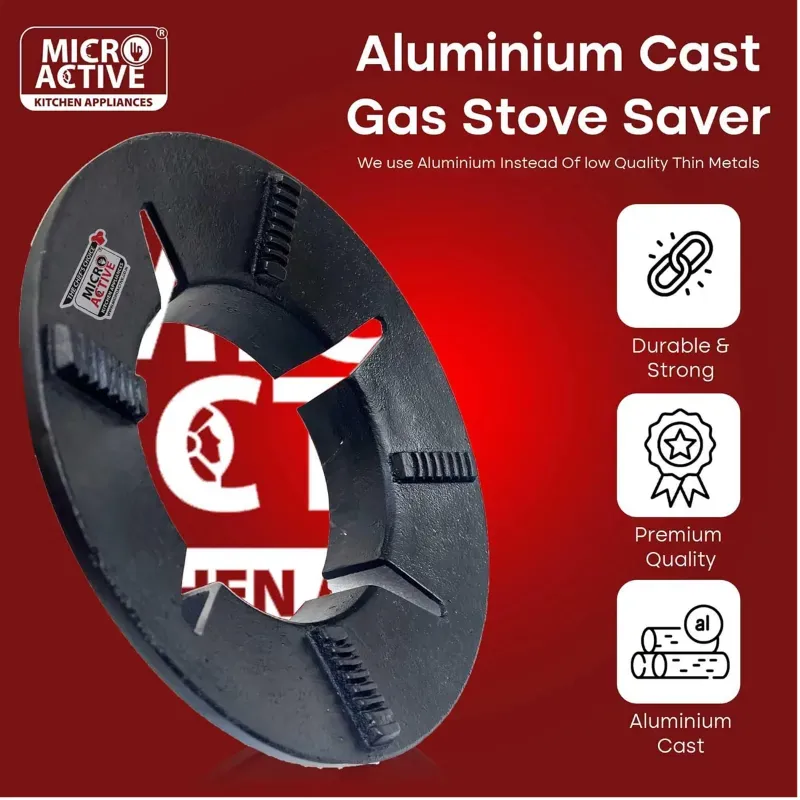 MICROACTIVE ® Sturdy Aluminium Gas Saver, Windproof Energy Saving Gas Burner Cover, Compatible With All Gas Stoves (Pack-2 pcs)