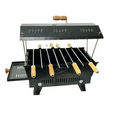NE GRILLS Portable 15 Inch Hut Shape Charcoal Barbeque Grill with 8 Skewers