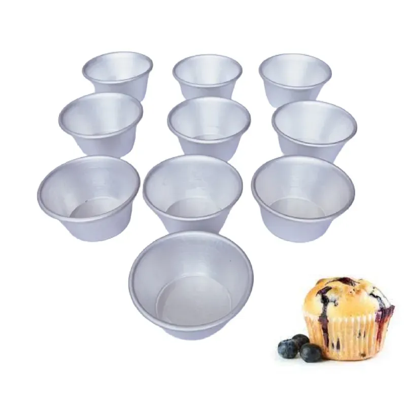 Aluminum (Pack of 10) Muffin Moulds Ideal for Cupcakes, Puddings, and Desserts