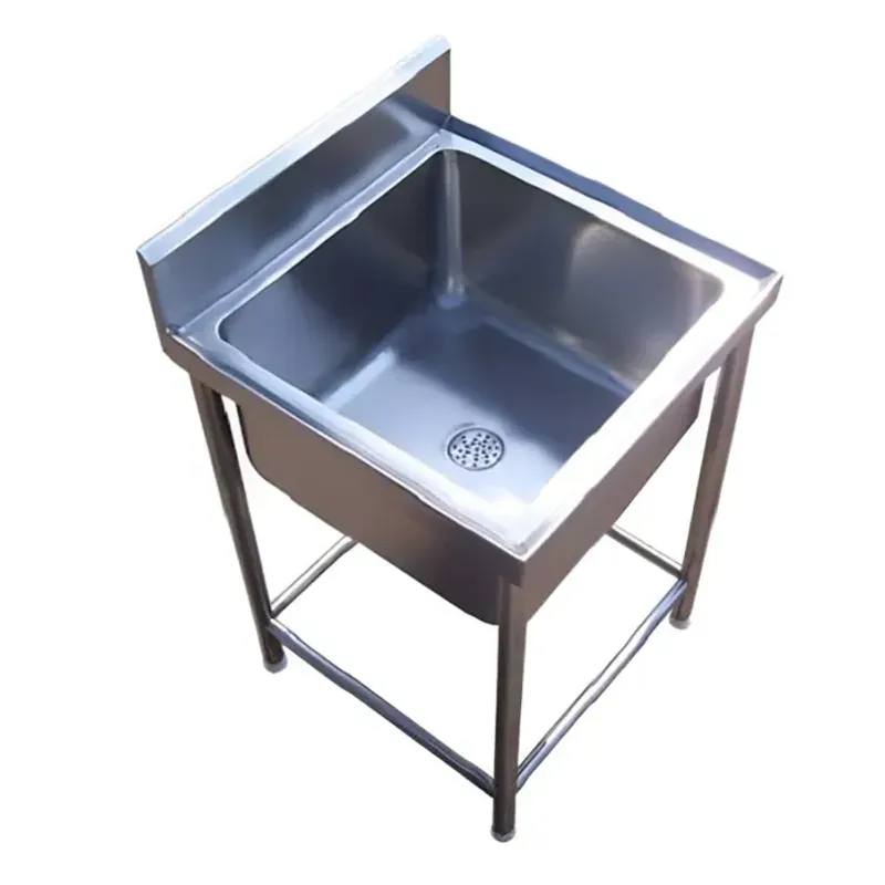 24 x 24 x 30 Inch Single Utility Sink with Backsplash, Stainless Steel Body, for Commercial Purposes