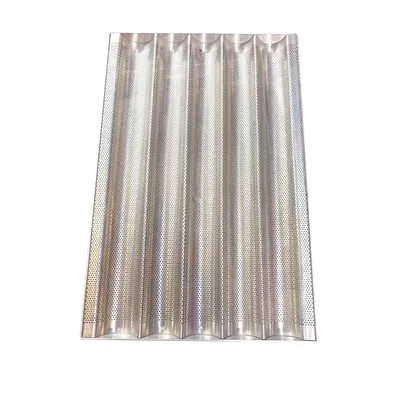 Aluminium 5-Slot Wave Design with Border 16 x 24 Inch Baguette/French Loaf Bread Baking Tray