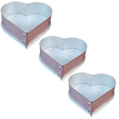 Heavy Duty (Pack of 3) Aluminum 5, 6 and 10 Inch Heart Shape Cake Mould With 600 g, 700 g and 1.1 kg Capacity