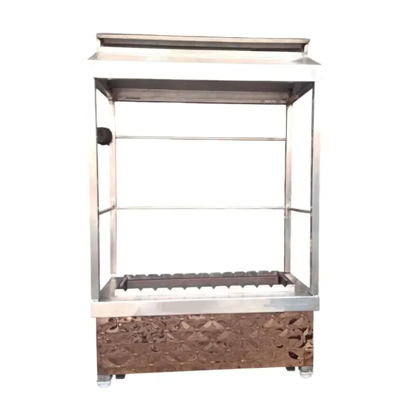 15 x 30 x 42 Inch Rose Gold Plated BBQ Kebab & Paneer Tikka Grill with Folding Hut