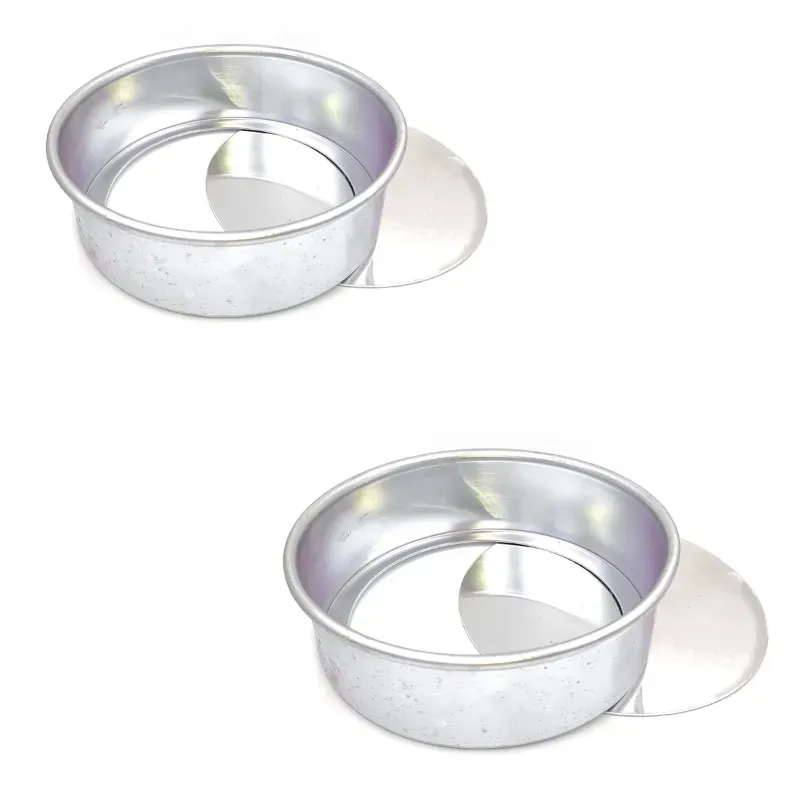 Pack of 2 Round Bottom Removable Cake Pan Mould for Oven Big Size (Size-9 Inch)
