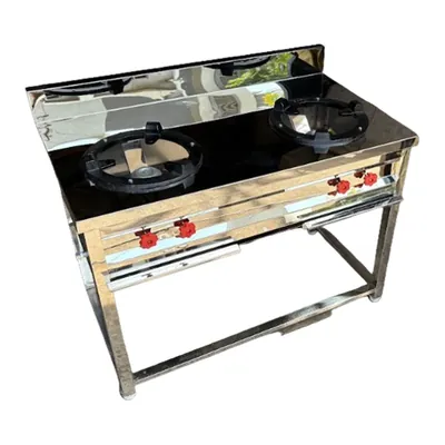 24 x 24 x 32 Inch Double Burner Biryani Dum Bhatti Stand Type, Gas Operated