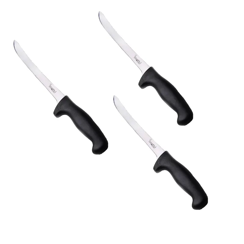 Smart Chef LAK004 Stainless Steel Filet Knives (3pcs), 8.5 Inch Razor Sharp Flat Blade for Cutting Seafood